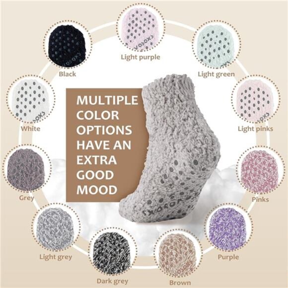 Fuzzy Grip Socks for Women Men,Non Slip Ankle Hospital Socks,Thick Warm Slipper - Picture 3 of 7